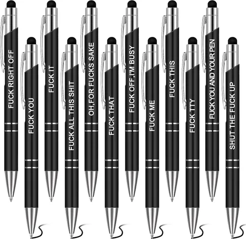 Vista 2 de Spakon 12 bolígrafos divertidos, bolígrafo inspirador, bolígrafo de oficina, tinta negra, lápiz táctil para colegas de trabajo, suministros