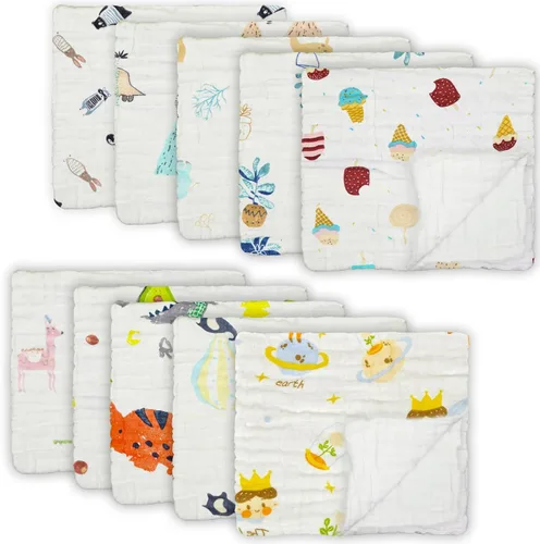 Vista 9 de Paños de muselina para bebé, algodón suave, 6 capas, grandes, 20 Multicolor