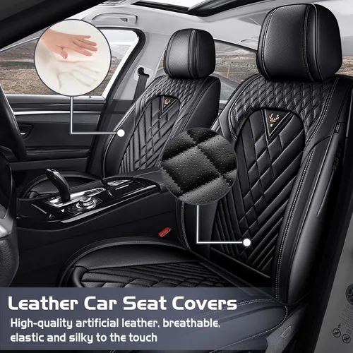 Vista 2 de Fundas de Asiento de Coche para Nissan Murano 2003-2026, Funda de Asiento Delantero Impermeable de Cuero Nappa, Protector de Asiento Automotriz Negro