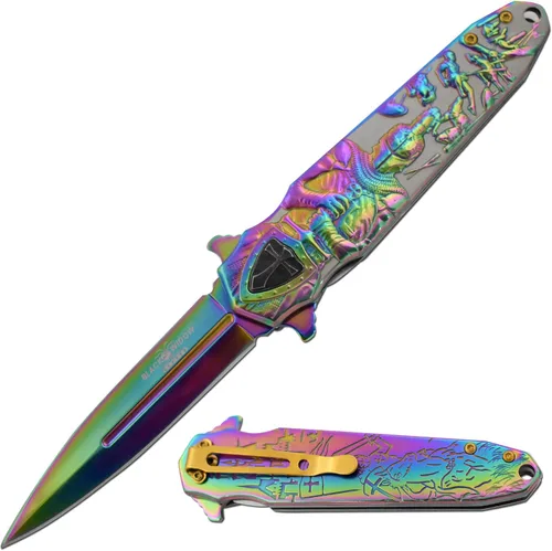 Vista 8 de Snake Eye Tactical Assist - Cuchillo de bolsillo resistente Crusader Knights Cuchillo de camping EDC con mango de diseño (3)