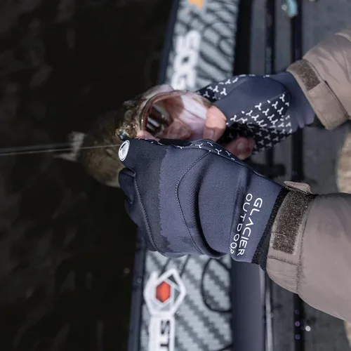 Vista 5 de Glacier Glove Cold River Fingerless Fishing Gloves, Silicone Palm Grip