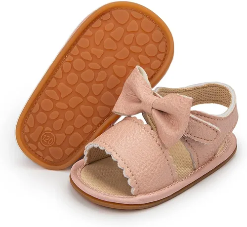Vista 106 de Meckior Sandalias de verano con punta abierta y suave de piel sintética para bebés y niñas pequeñas