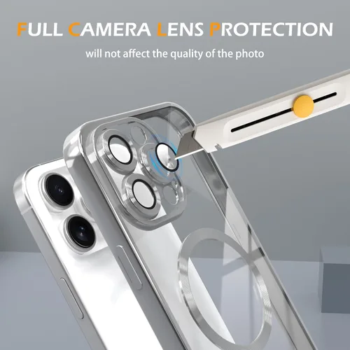 Vista 7 de IAIYOXI Funda magnética transparente para iPhone 7 con protección completa de lente de cámara, compatible con MagSafe, funda de teléfono de TPU