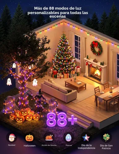 Vista 2 de Minetom - Luces de árbol de Navidad y Halloween que cambian de color, 33