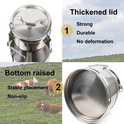 Vista 5 de Lata de leche de 5.3 galones, cubo de leche de acero inoxidable 304, cubos sellados con leche resistente, tarro de leche, jarra de leche, lata