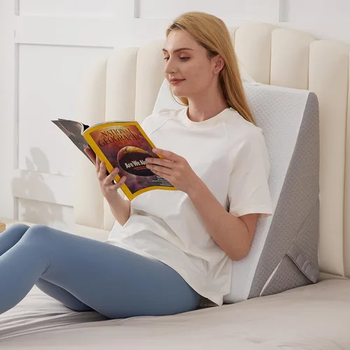 Vista 18 de BIEEZZK Juego de almohadas de cuña para después de la cirugía, almohada de cuña para reflujo ácido, almohada de cuña de cama con ajustable de 9 y 12