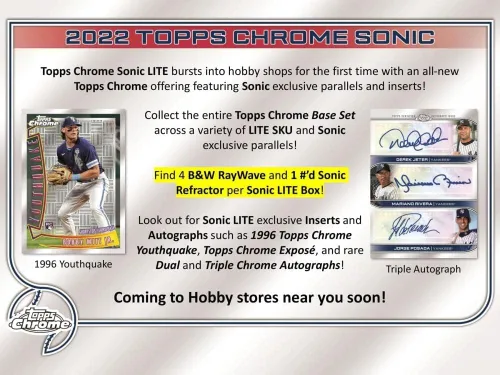 Vista 2 de Topps Chrome Sonic Lite - Caja para pasatiempos de béisbol 2022 (16 paquetes/4 tarjetas: 1#'d Refractor)