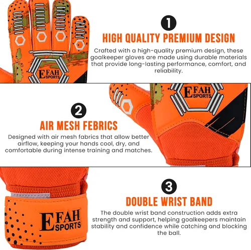 Vista 3 de Guantes de portero de fútbol para niños y jóvenes, guantes de portero de fútbol con palmas de agarre fuerte