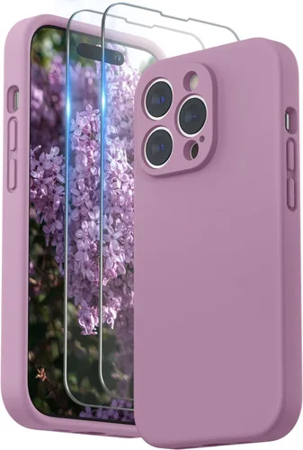 Vista 16 de SURPHY Funda diseñada para iPhone 14 Pro con protector de pantalla, (protección de cámara y forro de microfibra suave), funda de silicona líquida