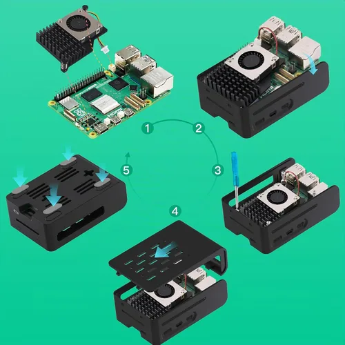 Vista 6 de TRASKIT Starter Kit para Raspberry Pi 5 RAM 16GB-64GB Edition precargado con Pi