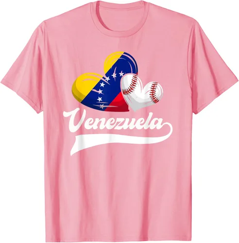 Vista 100 de Camiseta de béisbol venezolana con diseño de corazón y bandera de Venezuela, Negro