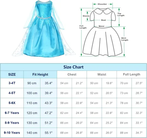 Vista 7 de Princess Dress Up Costumes For Little Girls Birthday Party with Wig,Crown,Mace,Gloves Accessories 3-10 Years