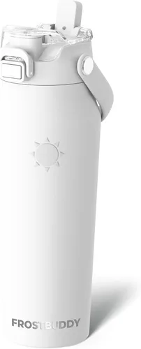 Vista 29 de Frost Buddy botella de agua aislada de 32 onzas con pajilla y tapa para beber Acero inoxidable a prueba de fugas 24 horas de frío Resistente
