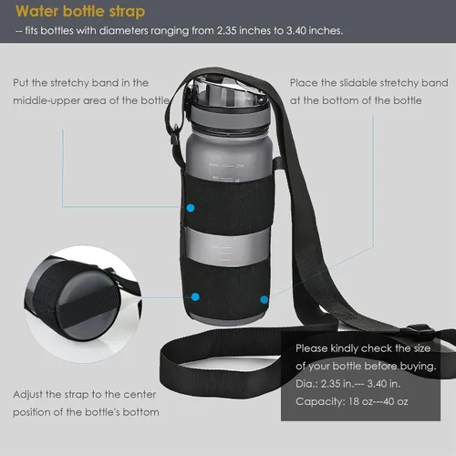 Vista 6 de Soporte universal para botella de agua con correa ajustable para el hombro para caminar en corto senderismo, soporte para botella de agua