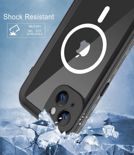 Vista 2 de Funda magnética para iPhone 14 impermeable, [lente y protector de pantalla integrados] [a prueba de golpes] [a prueba de caídas] [a prueba de polvo]