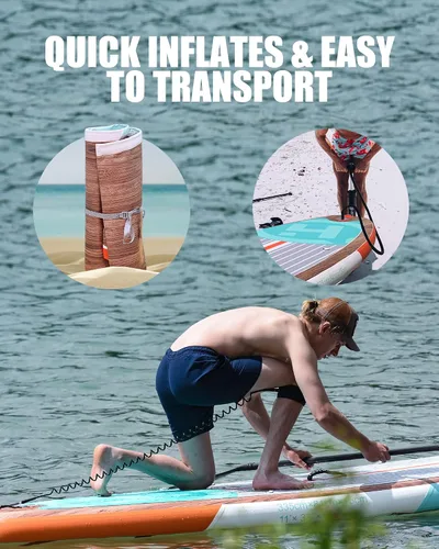 Vista 5 de Inflatable Stand Up Paddle Board for Youth and Adults – Wide Sup with Premium Accessories, Blow Up Paddleboard for Surfing, Fishing, Yoga & More
