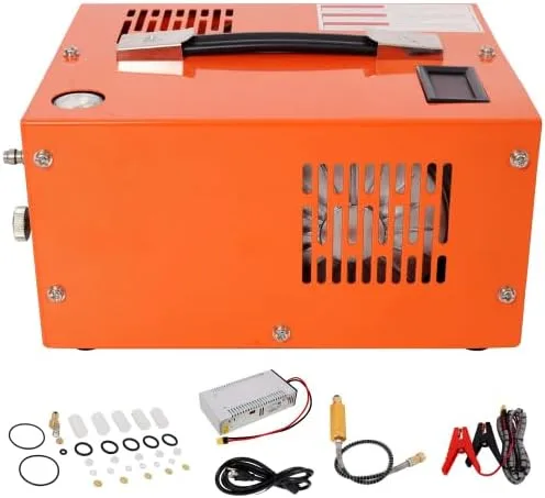 Vista 10 de Compresor de aire PCP, 4500 PSI/30 Mpa compresor portátil de pistola de aire PCP con convertidor de potencia integrado, parada automática