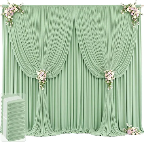 Vista 57 de 20 pies x 12 pies Cortinas de Telón de Fondo Azul Bebé Sin Arrugas para Bodas y Fiestas, Telón de Fondo de Tela Azul, Cortinas para Bodas