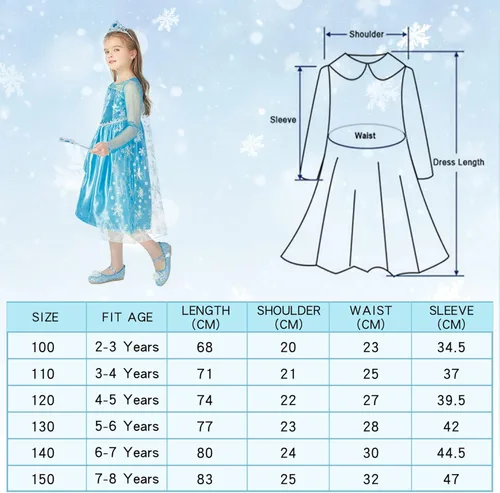 Vista 6 de Foierp Vestido de princesa para niñas, disfraz de princesa de nieve para niños, cosplay, concurso de cumpleaños, ropa de vestir elegante para niñas