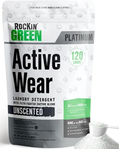 Vista 17 de Cápsulas detergentes Rockin' Green Active Wear para el deporte sin perfume 40 cargas