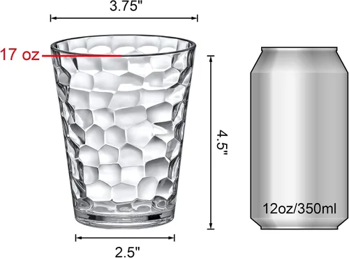 Vista 4 de Amazing Abby - Iceberg - Vasos de plástico de 16 onzas (juego de 8), vasos de plástico reutilizables totalmente transparentes, apilables, sin BPA