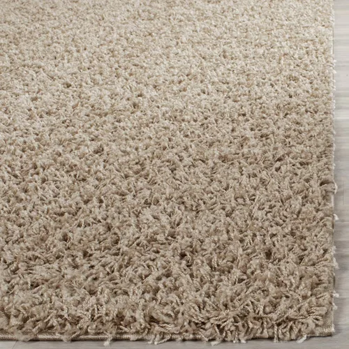 Vista 3 de SAFAVIEH Alfombra de área de 8x10 pies - Colección Athens Shag - Grande - Beige, no desprende pelusa y fácil de limpiar, ideal para sala de estar