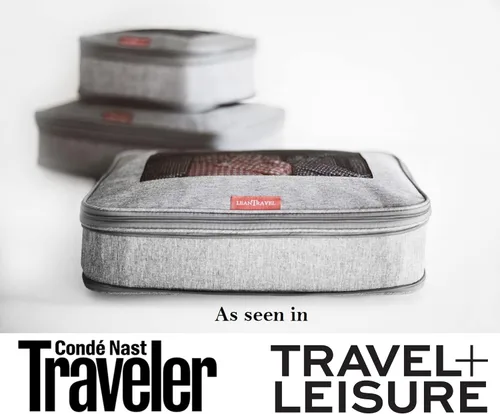 Vista 3 de LeanTravel Juego de 3 cubos de compresión para viajes color gris doble cremallera