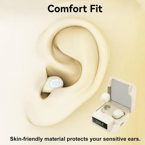 Vista 5 de Auriculares invisibles pequeños pequeños para orejas pequeñas, auriculares inalámbricos Bluetooth intraurales, auriculares ocultos, IPX5 Negro