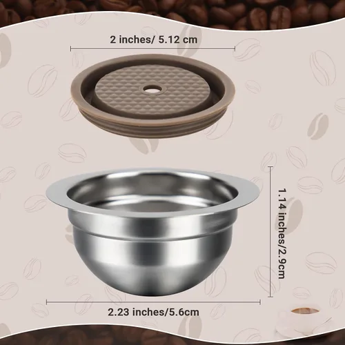 Vista 2 de Cápsulas reutilizables compatibles con Nespresso Vertuo Plus/Vertuo Next/Vertuo POP, cápsulas recargables de acero inoxidable de 2.7 fl oz/ 2.7 oz