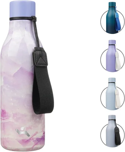 Vista 46 de Konokyo Botella de agua aislada con correa, botella de agua de acero inoxidable de 18 onzas de doble pared con aislamiento al vacío, frasco de Verde