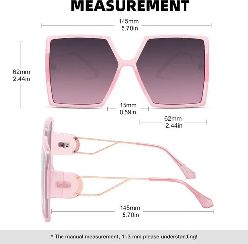 Vista 4 de STORYCOAST Gafas de sol cuadradas de gran tamaño para mujer, a la moda, con protección UV400