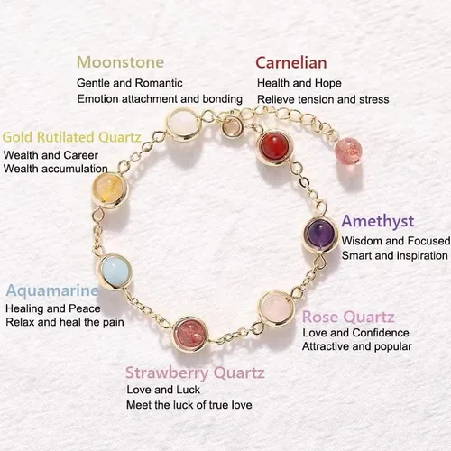Vista 3 de Pulsera de cristal curativo hecha a mano para niñas y mujeres
