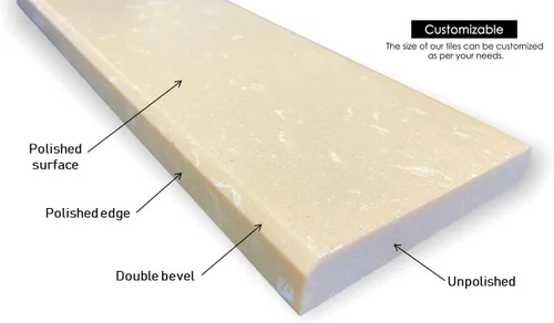Vista 2 de Tenedos Crema Marfil - Sillín pulido para umbral de piso de puerta de mármol, para acera de ducha, protector contra salpicaduras de tocador de baño