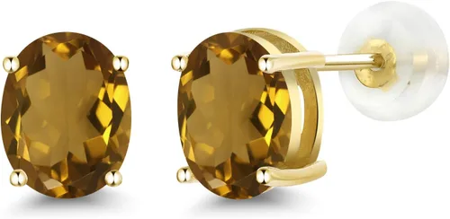 Vista 210 de Gem Stone King Aretes de oro de 14 quilates con piedra natal ovalada de 0.315 x 0.236 in Aretes de oro para mujer
