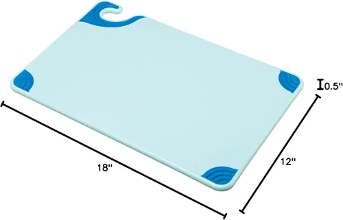 Vista 6 de San Jamar Saf-T-Grip Co-Polymer colección de tabla de cortar, Azul, 1