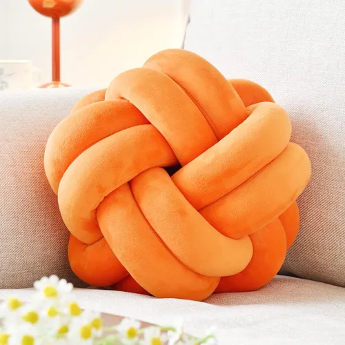 Vista 22 de Almohada de nudo de bola, cojín decorativo redondo para arrojar, almohada de felpa suave beige anudada de 8 pulgadas, cojín decorativo de nudo