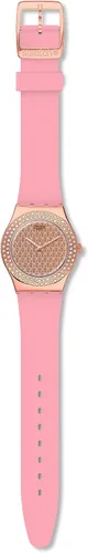 Vista 2 de Swatch YLG140 - Correa de silicona de cuarzo suizo color rosa