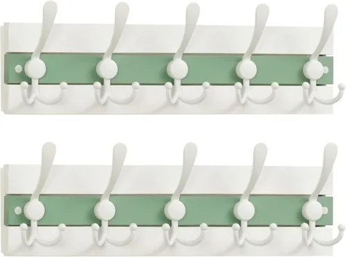 Vista 9 de SKOLOO Perchero de pared montado en la pared de estilo rústico: Perchero de pared de pino de madera auténtica de 40,6 cm de orificio a orificio