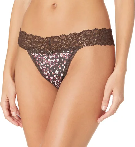 Vista 4 de Maidenform Panty Dream con tanga de encaje para mujer Mantequilla de Canela/Cacao Cálido/Negro