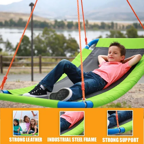 Vista 3 de PLATPORTS Columpio de plataforma – Columpio rectangular grande para niños y adultos