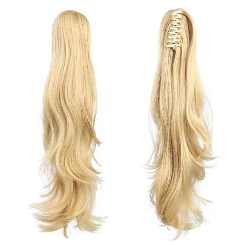 Vista 50 de Extensión de cola de caballo, 2 piezas, extensiones de cola de caballo negras de 22 pulgadas, extensiones de cabello sintético con clip de cola