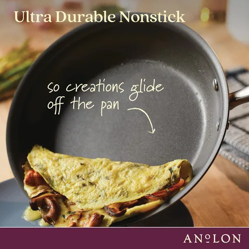 Vista 5 de Anolon Advanced - Sartén antiadherente anodizada dura para parrilla, plancha y tostadora, 11 pulgadas, color marrón