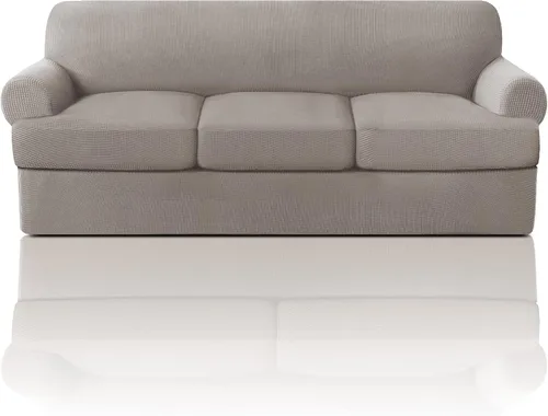 Vista 68 de PrinceDeco Fundas elásticas para sillón de 2 piezas, fundas de sofá para sillas con cojines en forma de T, fundas suaves para muebles con 1 funda