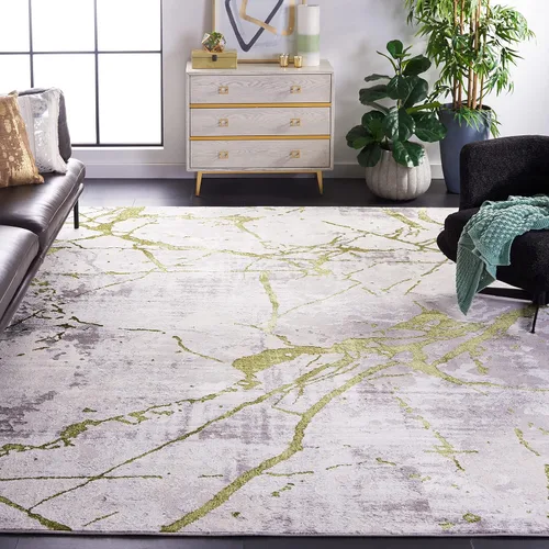 Vista 19 de SAFAVIEH Amelia Collection - Alfombra decorativa de 2 x 4 pies, gris y negro, diseño abstracto moderno, no desprende pelusa y de fácil cuidado