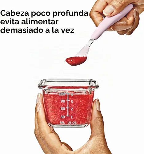 Vista 3 de OXO TOT Juego de cucharas de alimentación W Ópalo de silicona suave y flor Ópalo y flor