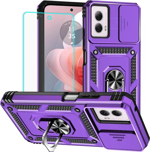 Vista 19 de HNHYGETE Funda para Moto G Power 5G 2024 con protector de pantalla: [grado militar de 20 pies a prueba de caídas] Funda protectora a prueba
