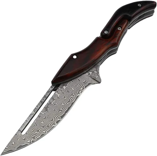 Vista 10 de MASALONG Residual Wings KNI191 Damascus / 5cr15 cuchillo plegable de acero (hoja de lavado de piedra con parte trasera recta+vaina)