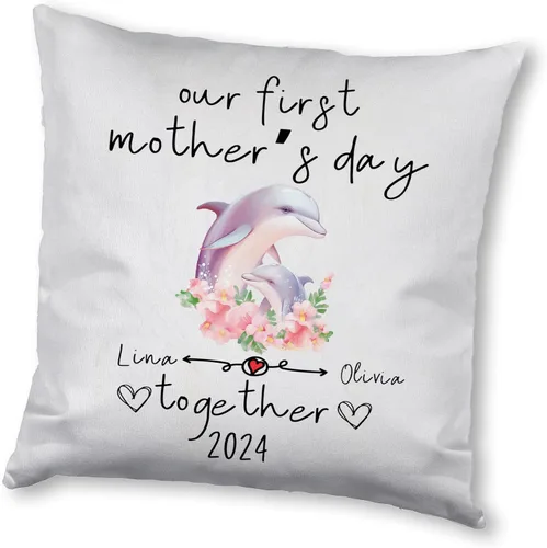 Vista 7 de Delfín del Día de la Madre, funda de almohada personalizada para el hogar, regalo para mamá, abuela, para ella