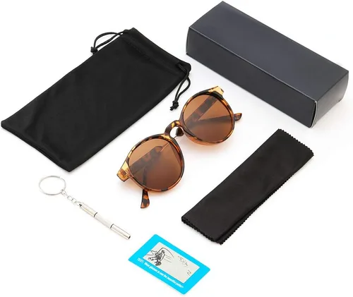 Vista 7 de Lentes de sol polarizados para mujer, estilo retro, redondos, estilo vintage