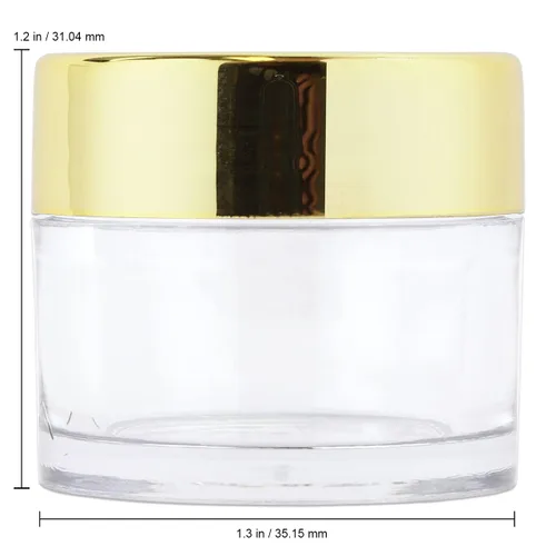 Vista 2 de Beauticom - Tarros redondos de acrílico transparente de pared gruesa a prueba de fugas con tapas doradas para belleza, crema, cosméticos, ungüentos